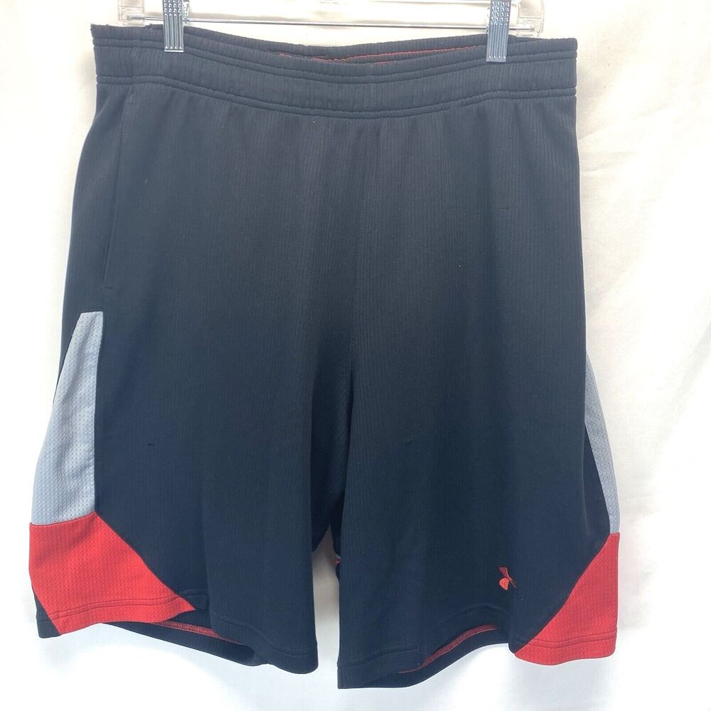 Under Armour Men Active Basketball Short Sz Large Loose Red/Gray/Black w/defect